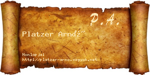 Platzer Arnó névjegykártya